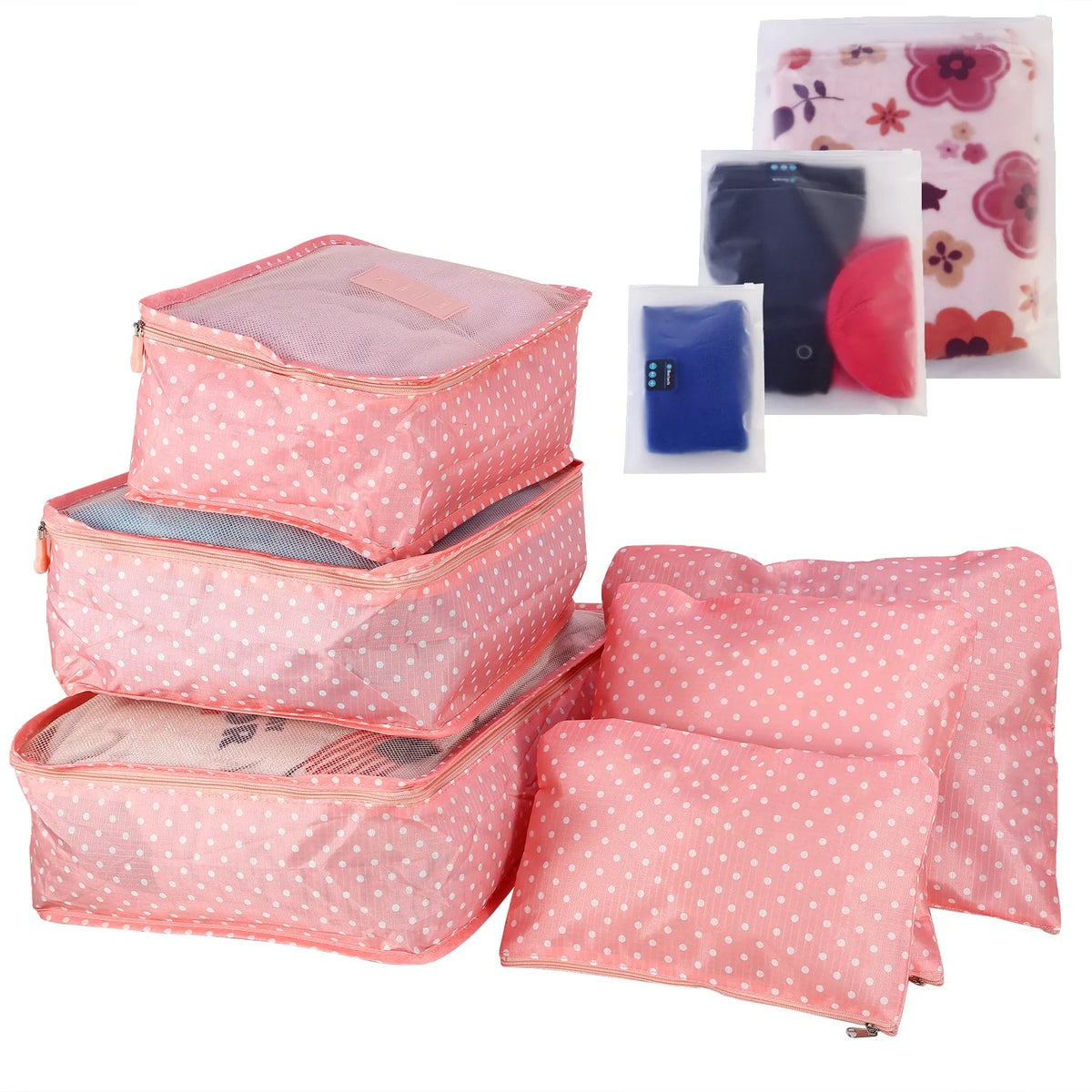 9-Piece Clothes Storage Bag Set - Water-Resistant Travel Luggage Organizers for Blouses, Hosiery, Stockings, and Underwear