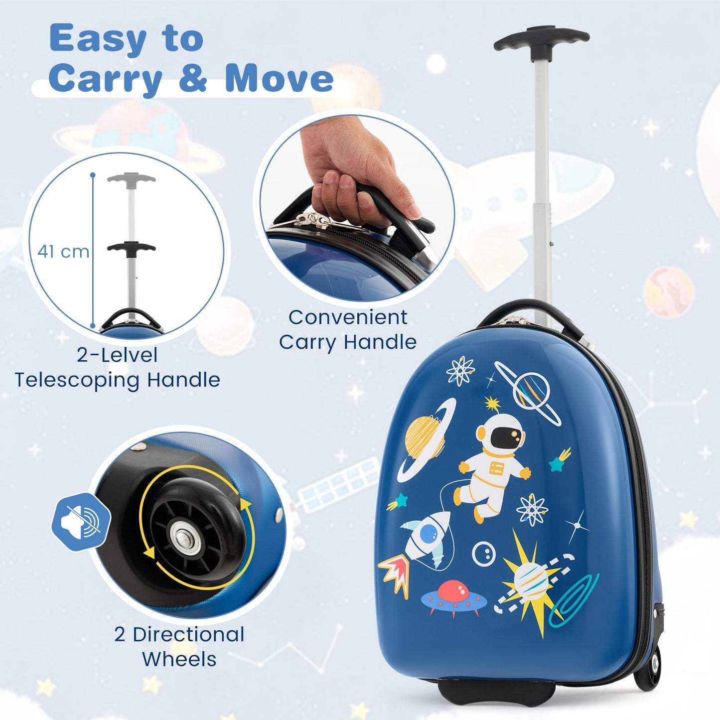 16 Inches Kids Carry-On Luggage with Wheels