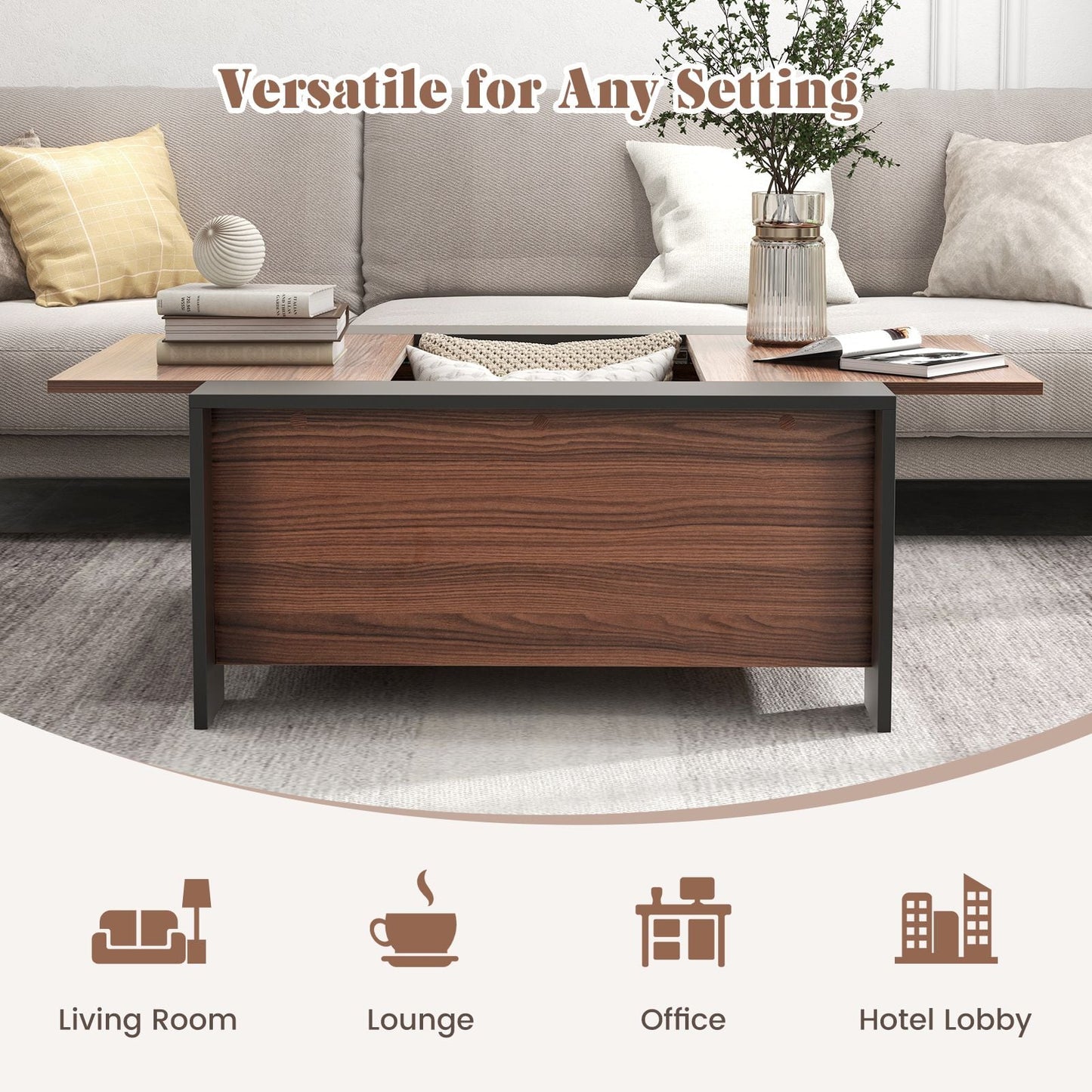 92cm Square Coffee Table with Sliding Top and Concealed Storage Compartment