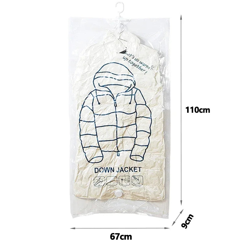 Hanging Vacuum Storage Bags Space Saver Bags Vacuum Seal Storage Bag for Suits Dress Coats Jackets Closet Organizer and Storage