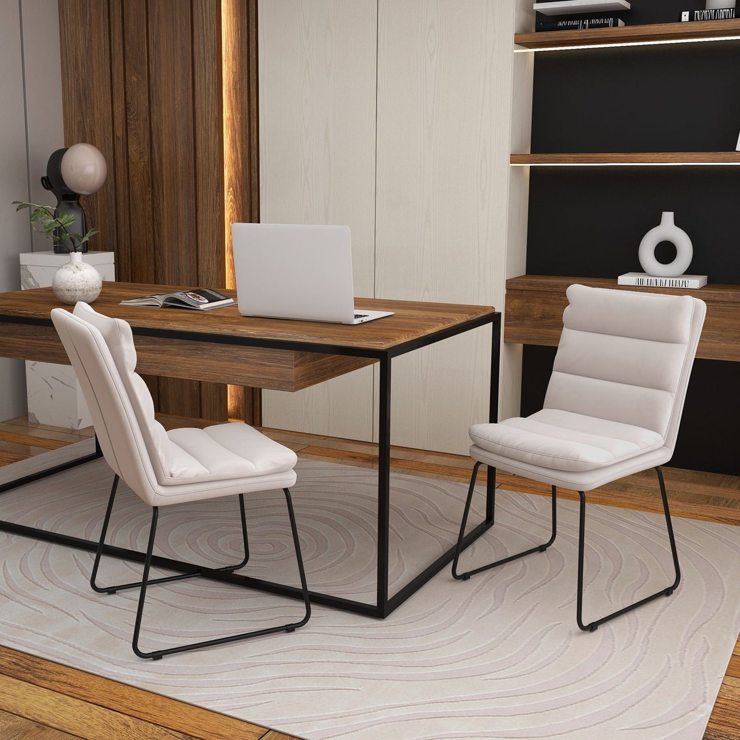 Upholstered Accent Leisure Chair with Durable Wood and Metal Frame