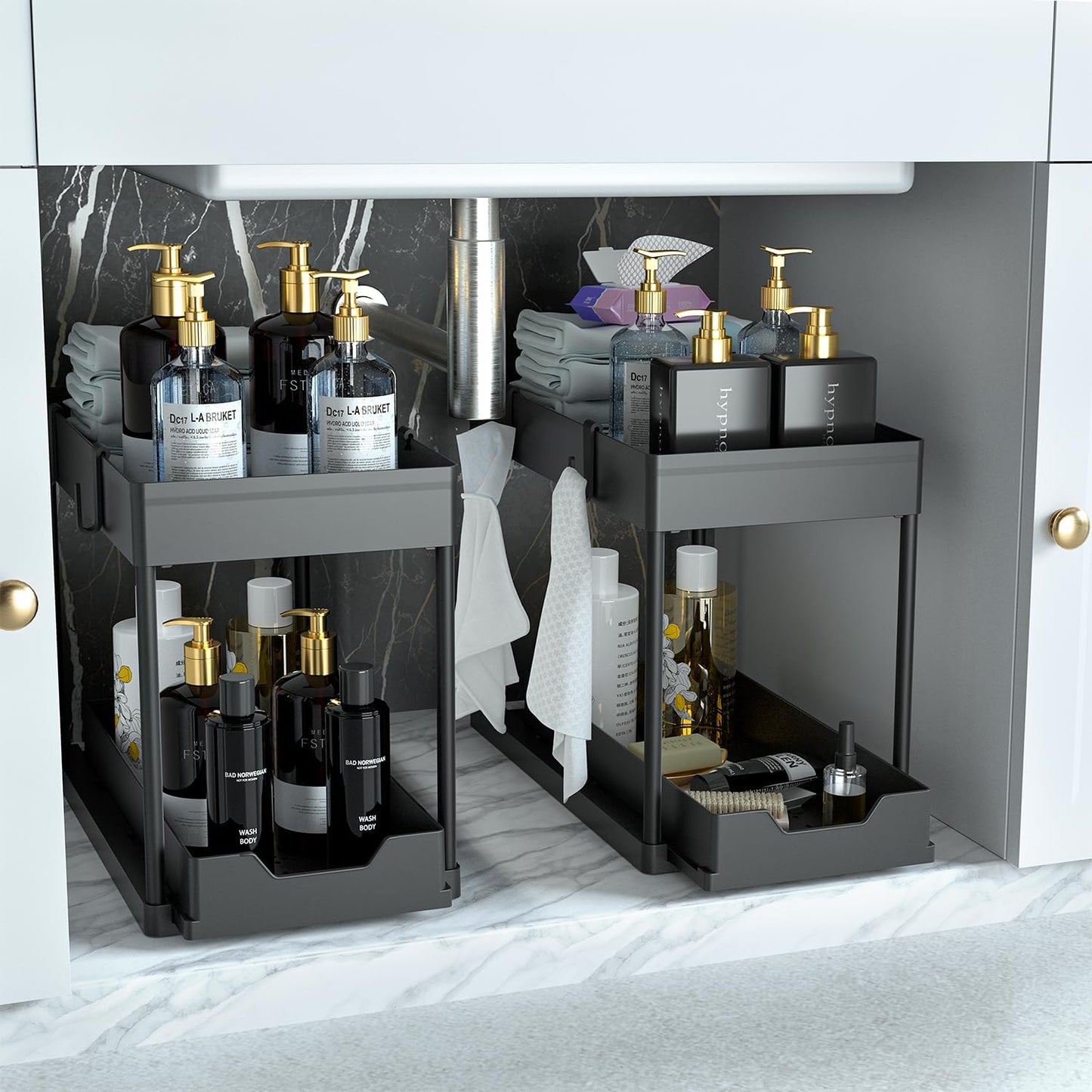 Under Sink Storage 2 Pack, 2 Tier Sliding Organiser
