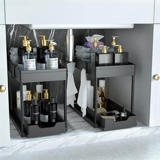 Under Sink Storage 2 Pack, 2 Tier Sliding Organiser
