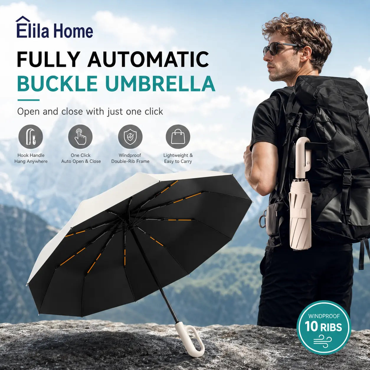 Compact Automatic Folding Umbrella - Windproof & Waterproof Travel Umbrella for Men & Women, Perfect for Outdoor Adventures and Daily Use