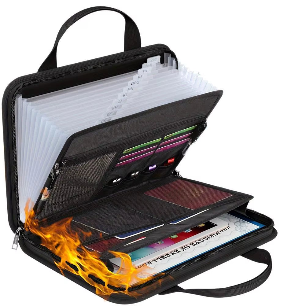 A4 Zipper File Bag Waterproof Fireproof Document Bag Foldable Accordion File Pouch Large Capacity Document Storage Bag