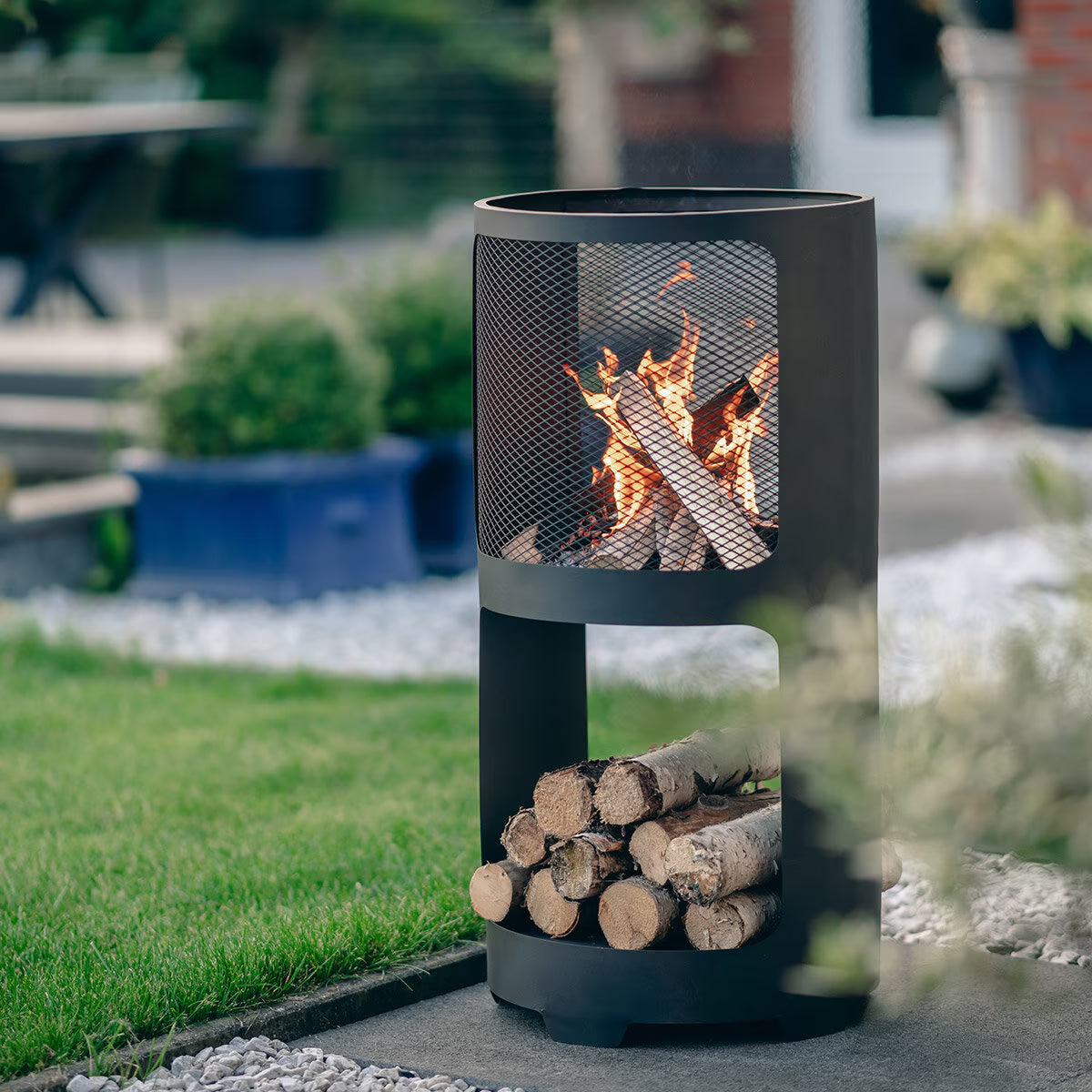 Buffalo Wood Burning Fire Pit with Wood Storage