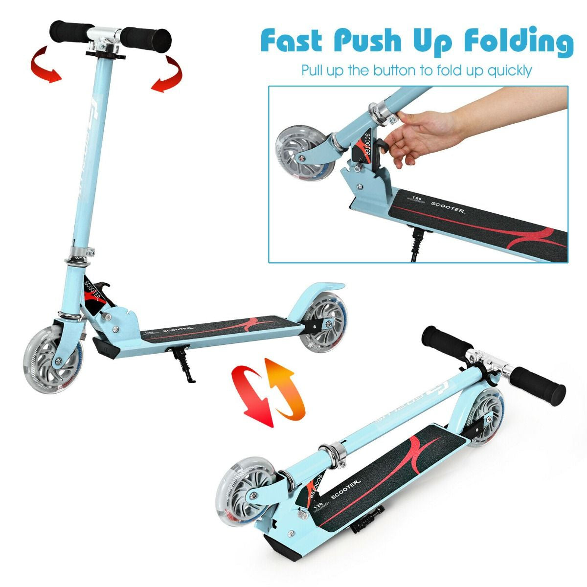 Kids Aluminum Folding Stunt Scooter with LED Wheels