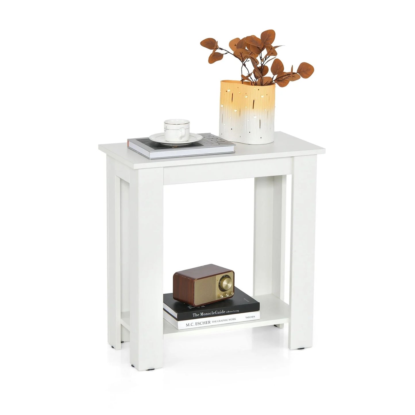 Stylish 2-Tier End Table with Storage Shelf for Small Spaces
