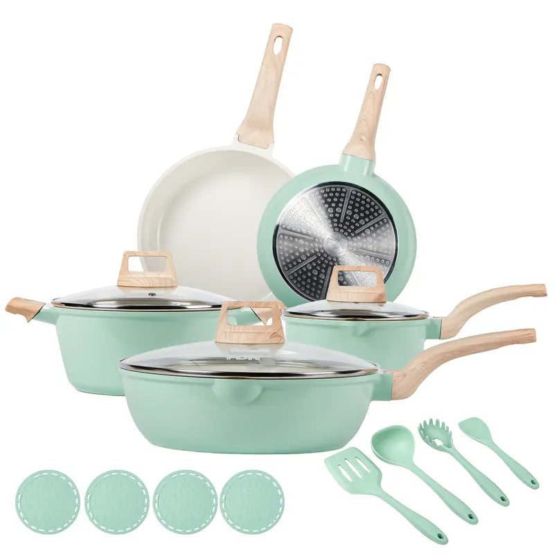 Elevate Your Cooking Experience with the New FDN 16-Pc Aesthetic Cookware Collection – Non-Toxic, Easy-Clean, and Induction Ready!