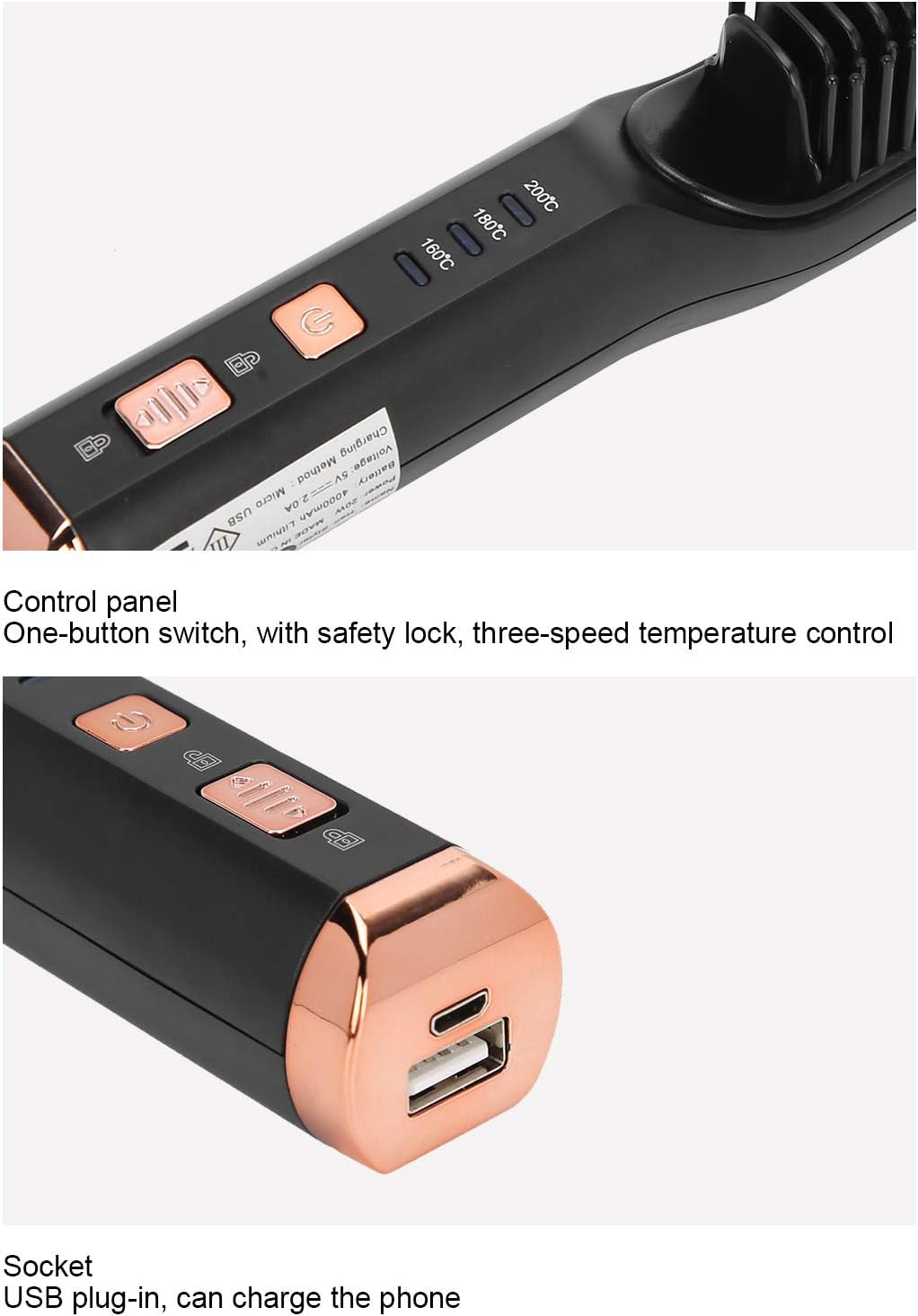 Effortless Hair Styling: Professional USB Charging Hair Straightener Comb 