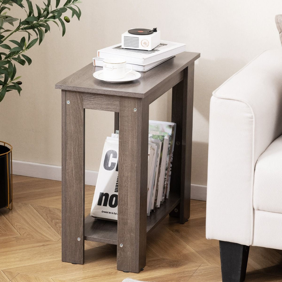 Stylish 2-Tier End Table with Storage Shelf for Small Spaces
