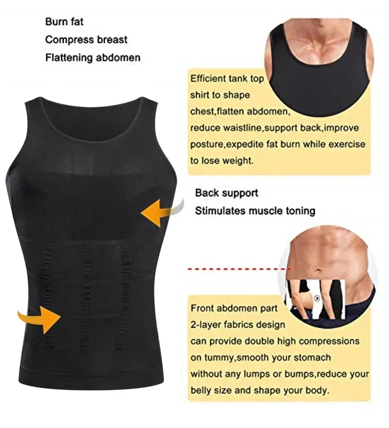 Slimming Compression Shirt for Men - Hide Gynecomastia & Moobs with Stylish Workout Tank Top