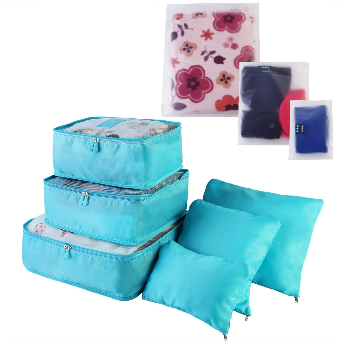 9-Piece Clothes Storage Bag Set - Water-Resistant Travel Luggage Organizers for Blouses, Hosiery, Stockings, and Underwear