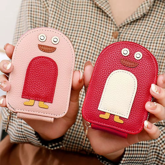 Cute Cartoon Penguin Credit Card Holder Organ Style PU Coin Purse Multi-Card Business Card Holder