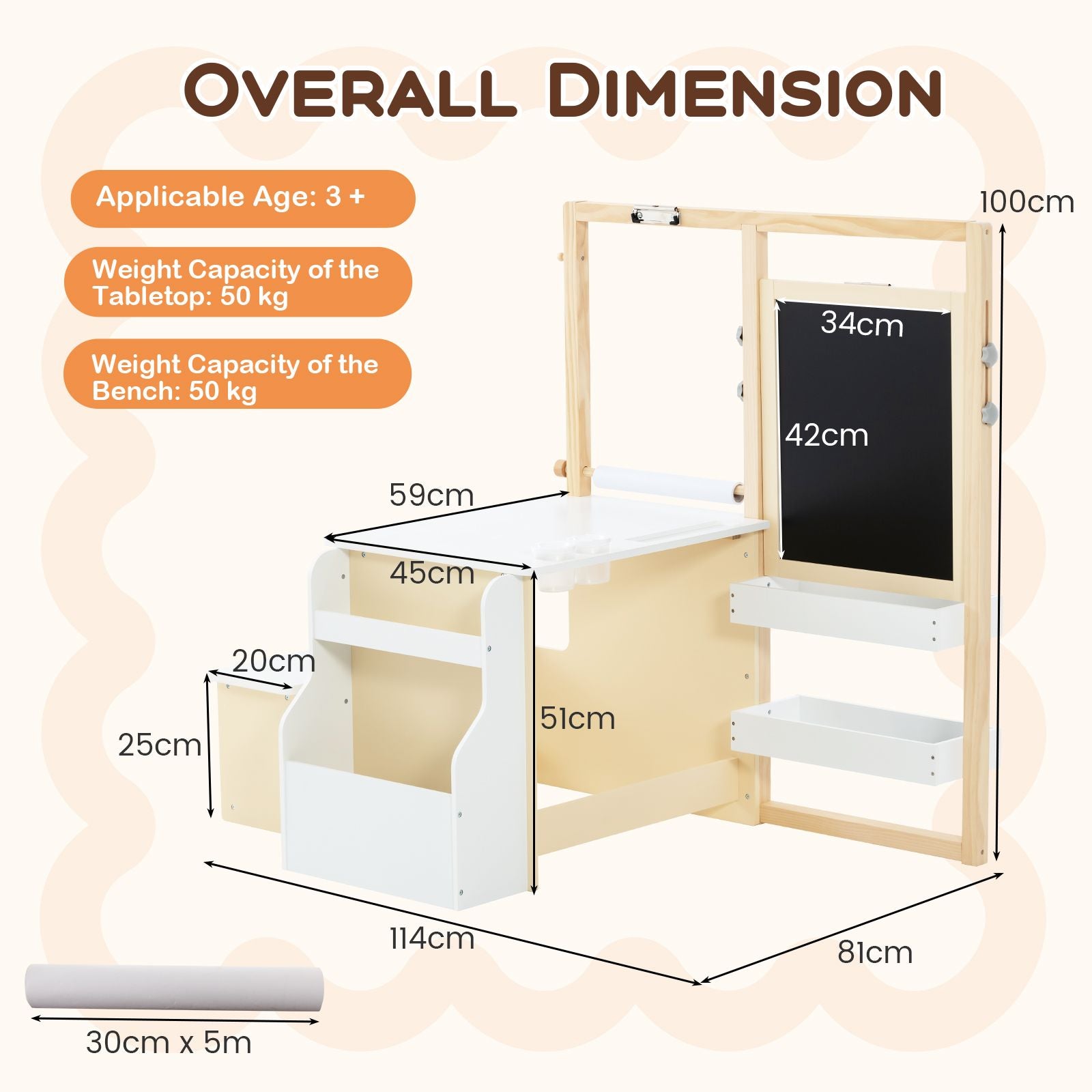 Delightful Children's Art Easel Table and Bench Set with Adjustable Easel and Integrated Bookshelf for Creative Play