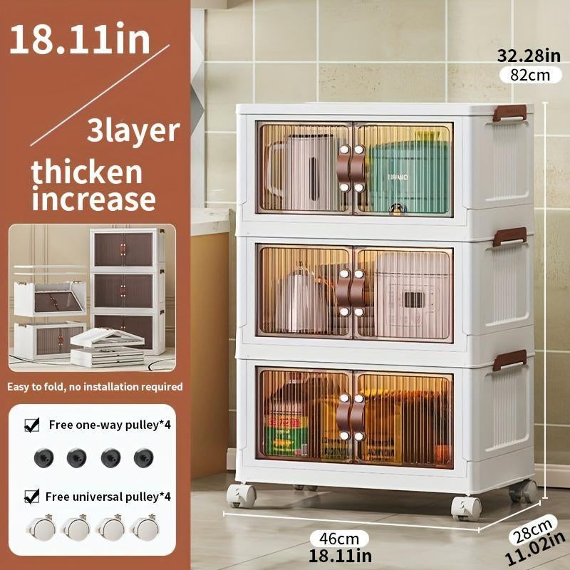 Versatile Foldable Stackable Storage Box with Front Opening Lid, Wheels & Organiser Cover - Perfect for Home & Office!