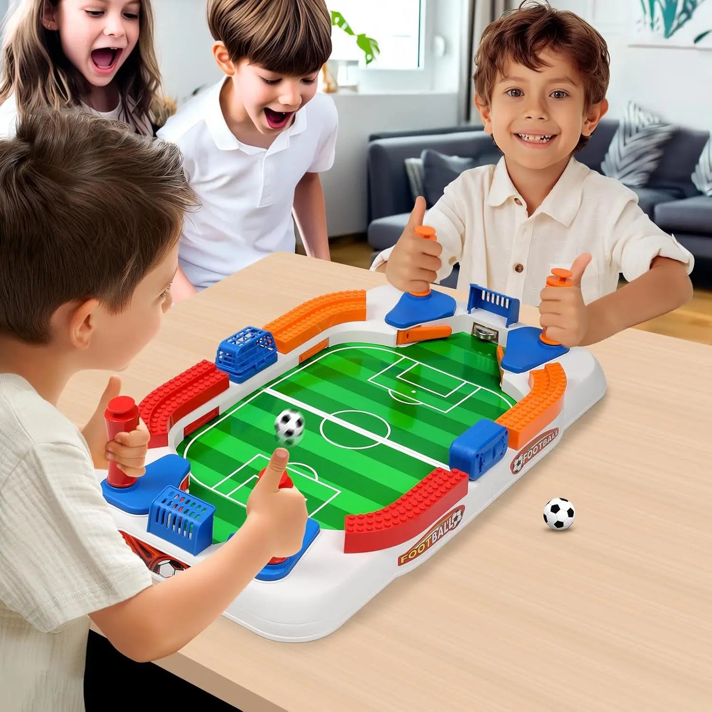 Mini Tabletop Soccer Game Double Flip Control High Barrier Foosball Board Game for Adults Indoor Entertainment Football Toy