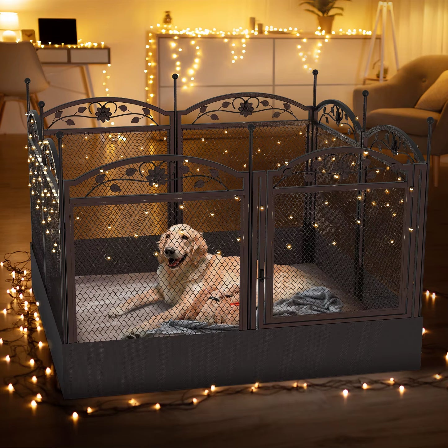 Detachable 8-Panel Dog Playpen with Waterproof Pad - Perfect Exercise Kennel for Puppies and Dogs