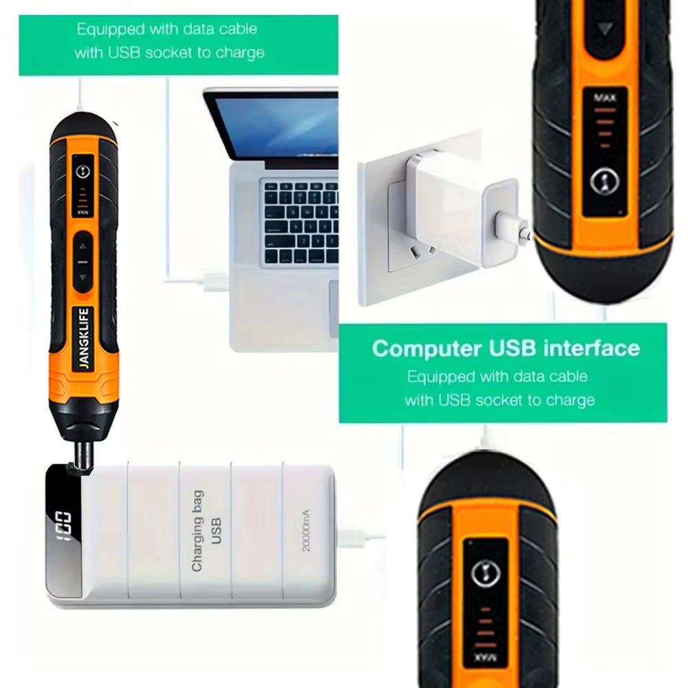 Rechargeable Cordless Electric Screwdriver with 1300mAh Lithium Battery - 3.6V Mini Drill Power Tool Set
