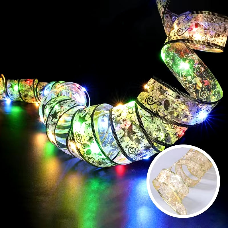 Enchanting LED Ribbon Fairy Lights for Christmas Tree Ornaments - Perfect for Home Decor 2024 & DIY Bows - Celebrate Navidad & New Year 2025!