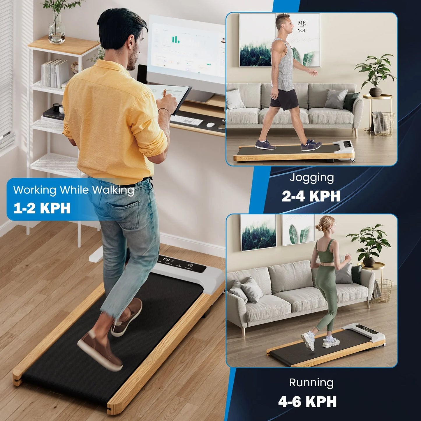 Under-Desk Treadmill Walking Pad Featuring a 7-Layer Running Belt