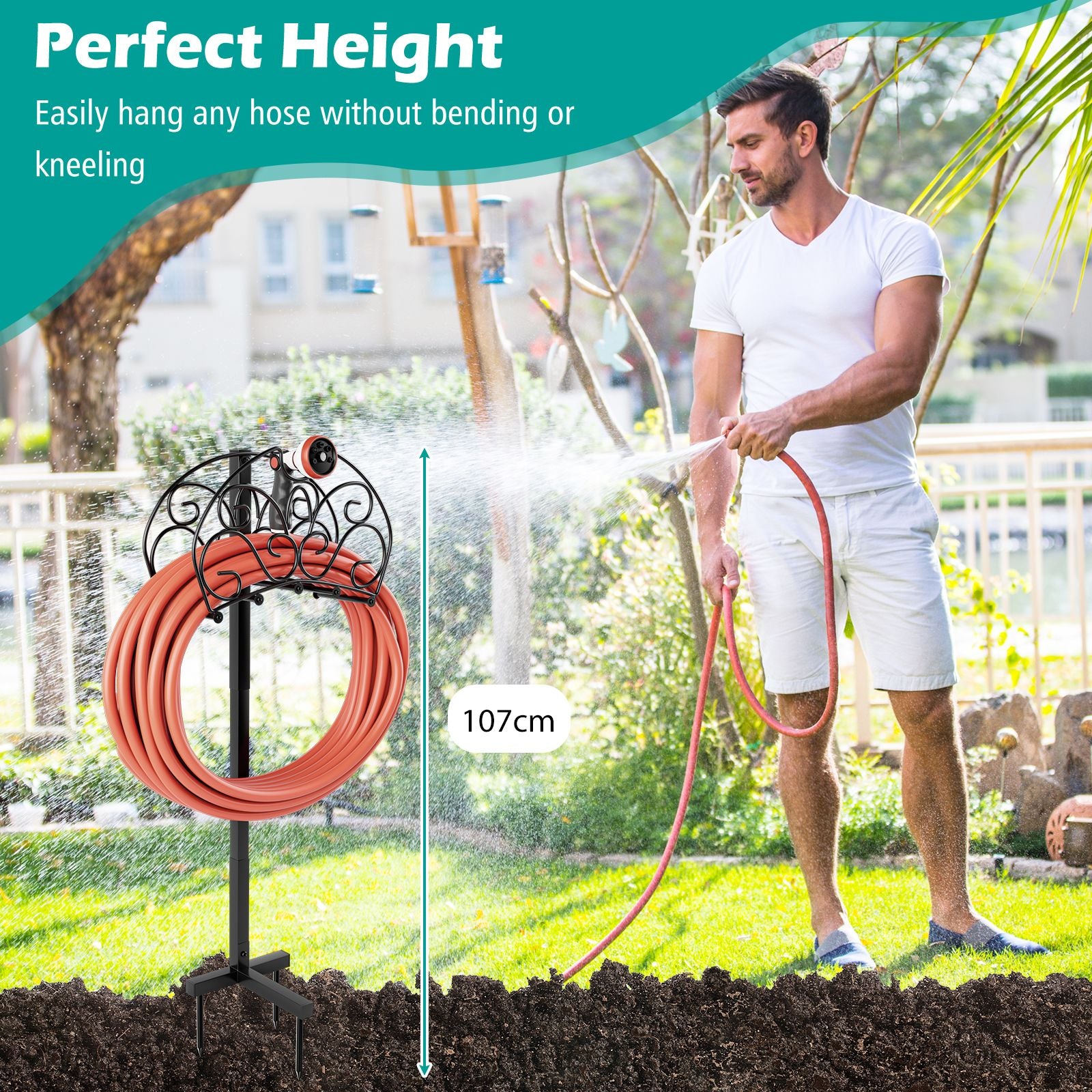 Outdoor Garden Hose Holder for Lawn and Landscape Use