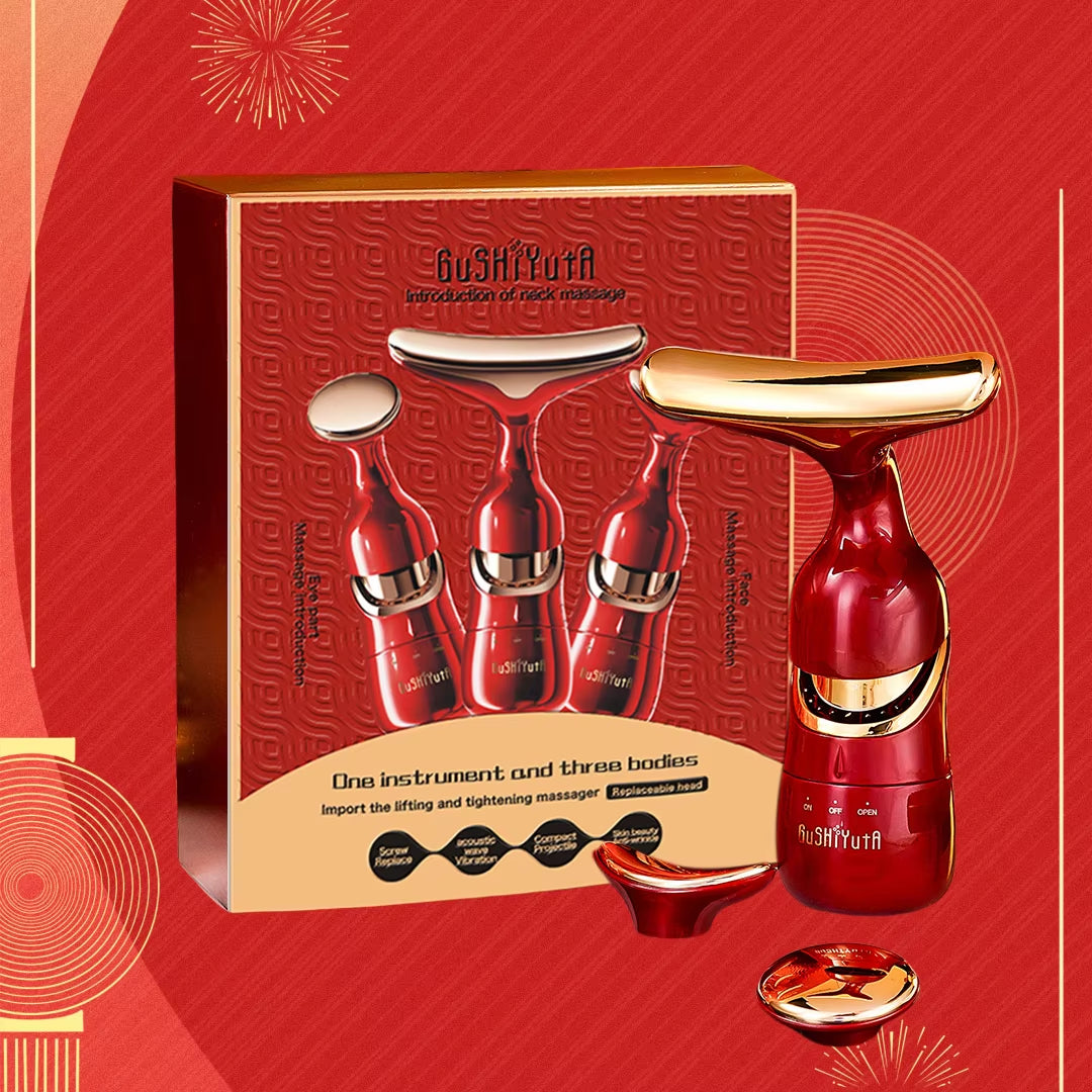 Rejuvenate Your Skin: 3-in-1 EMS Facial Lifting Device for Neck, Face & Eyes - Anti-Aging Massager for Youthful Glow