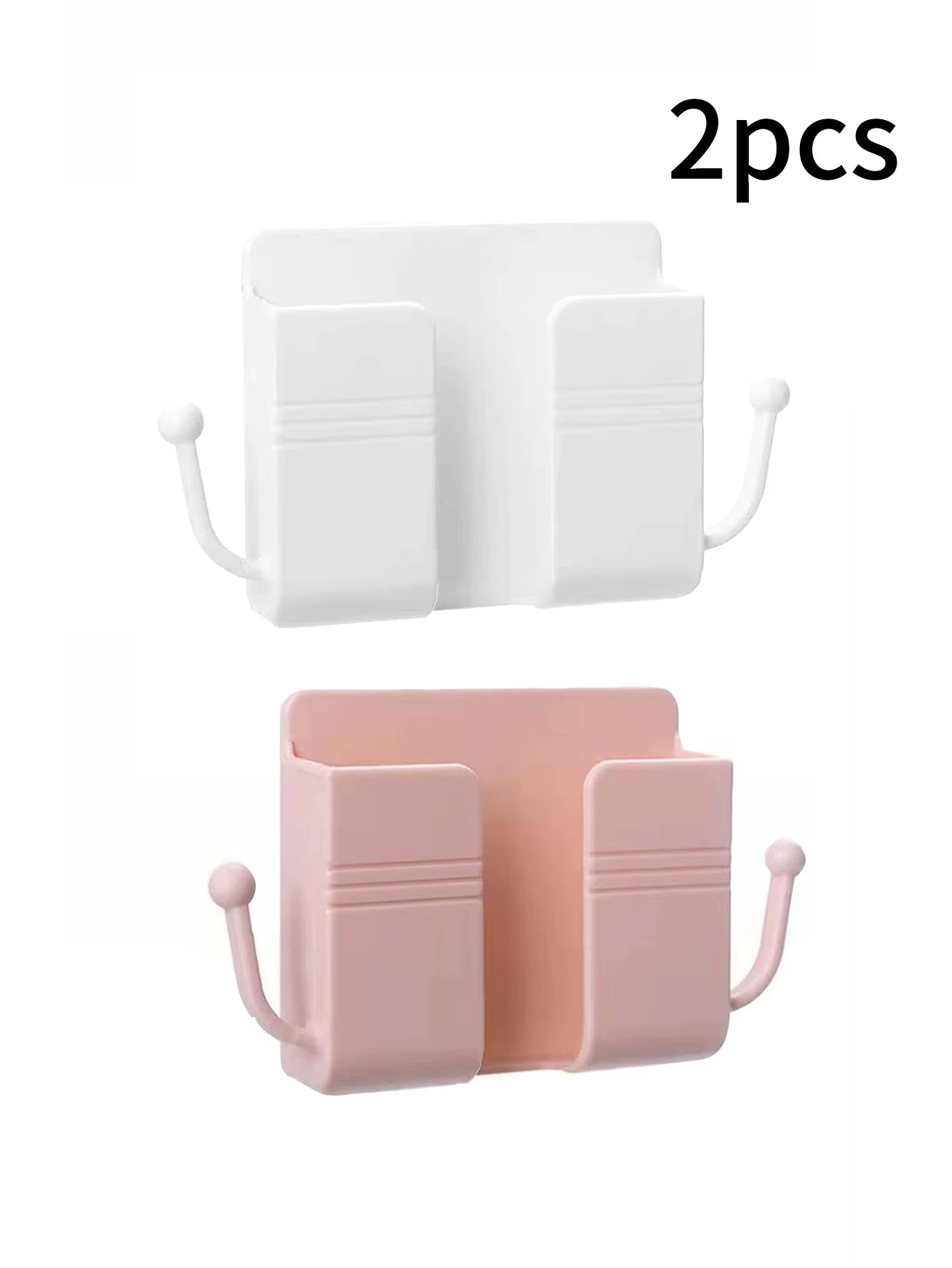 Wall-Mounted Remote Control Storage Box with Hook Storage Rack Bedside Mobile Phone Charging Stand 1 Piece