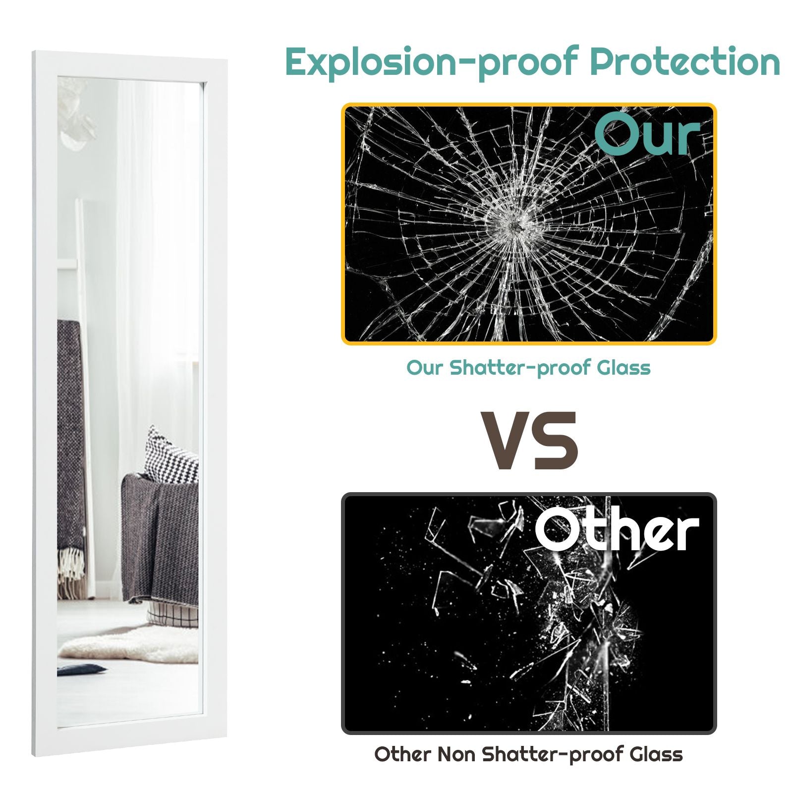 Wall-Mounted Full Body Dressing Mirror for Bedroom Use