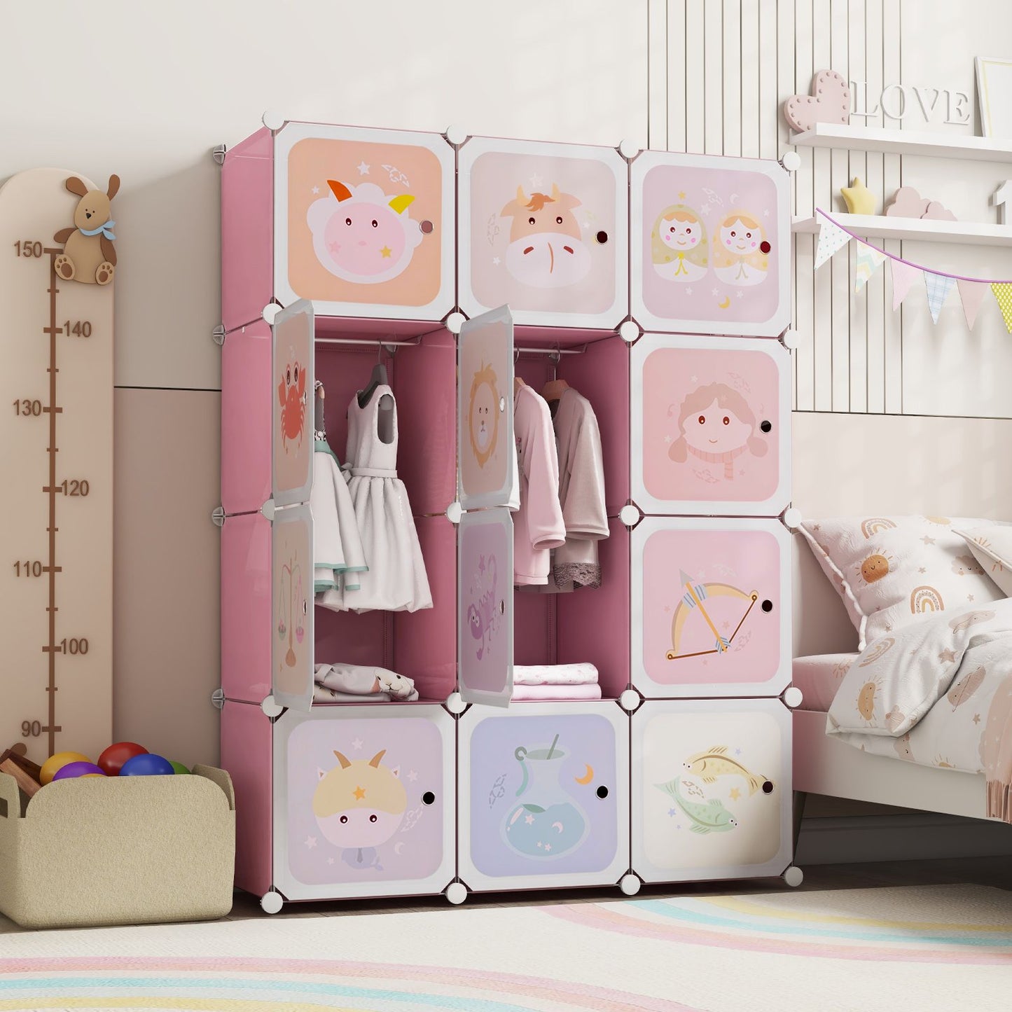 12-Cube Wardrobe for Children - Stylish Baby Dresser and Kids Bedroom Armoire