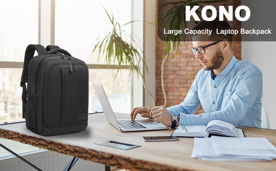 15.6 Inch Laptop Backpack for Men & Women - Business Travel, College, Work Computer Bag & Casual Daypack Rucksack