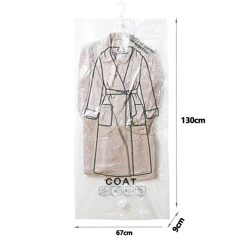 Hanging Vacuum Storage Bags Space Saver Bags Vacuum Seal Storage Bag for Suits Dress Coats Jackets Closet Organizer and Storage