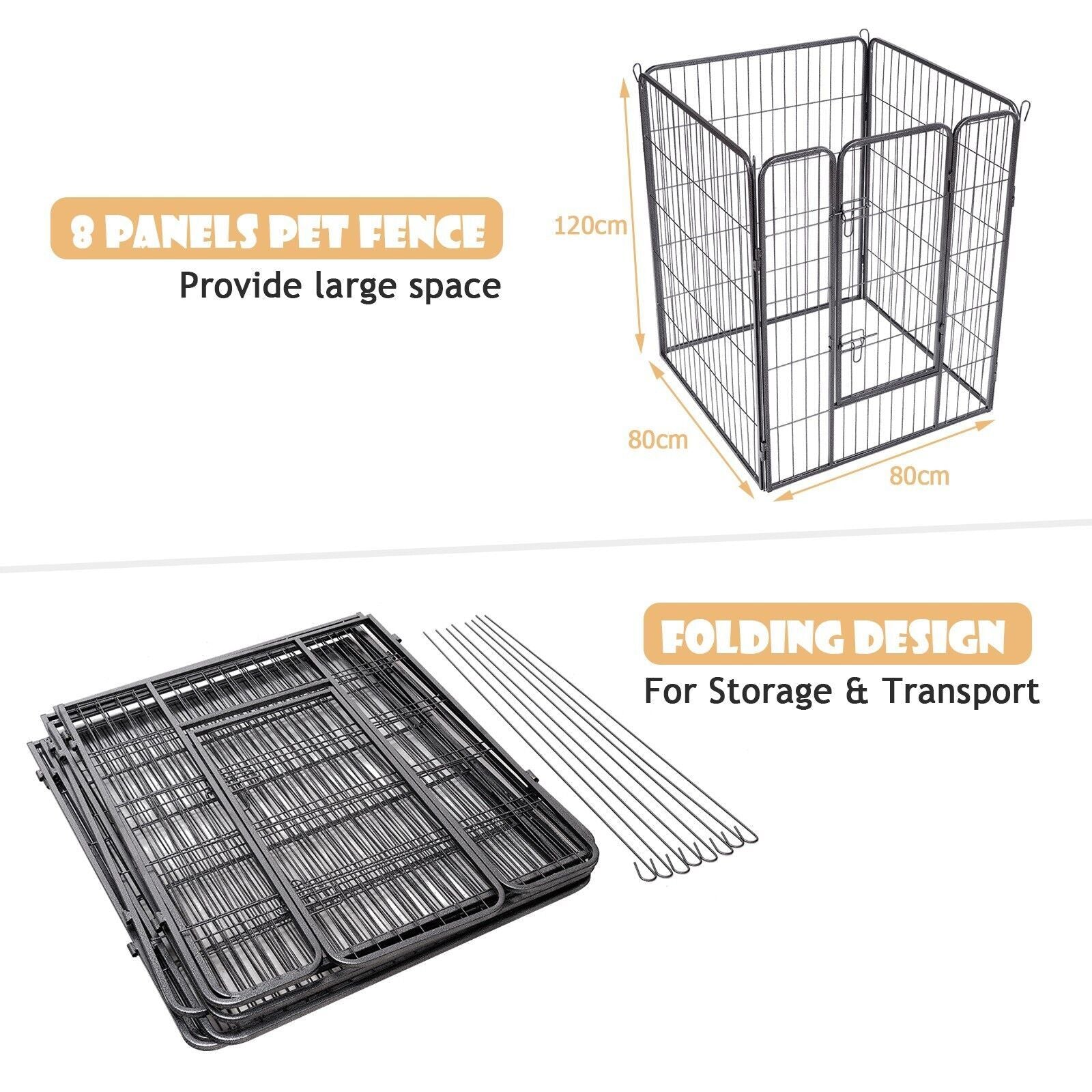 120 cm Durable Rust-Resistant 8-Panel Pet Playpen with Secure Lockable Gate - Perfect for Safe Playtime!
