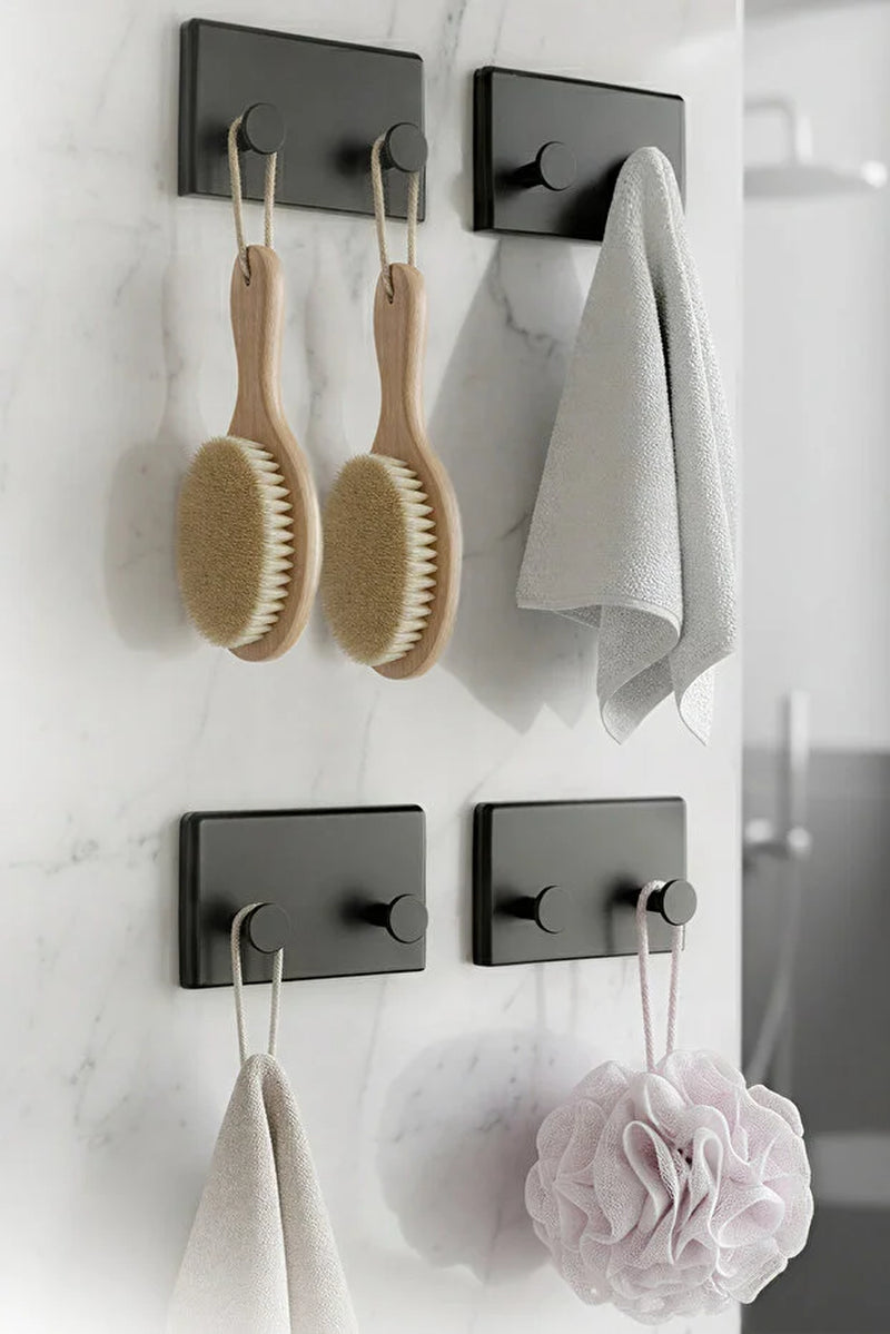 4-Pack Self Adhesive Hooks Bathroom Kitchen Wall Hooks Easy Install Towel and Organizer Hangers