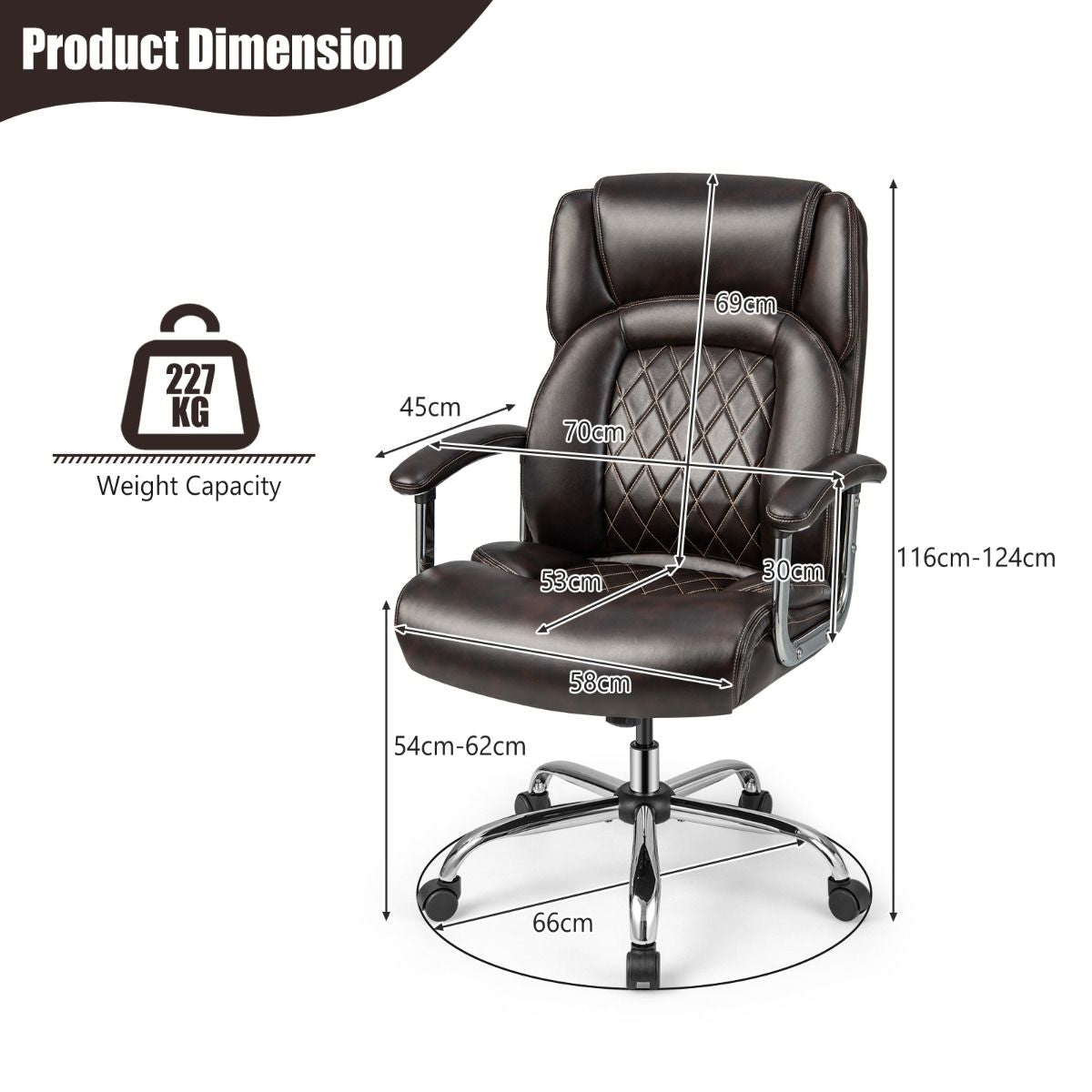 Executive Leather Office Chair with Rocking Functionality and Armrests