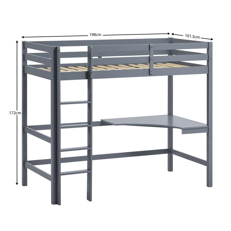 Muskoka Single (3') Bed Frames High Sleeper Loft Bed with Built-In-Desk