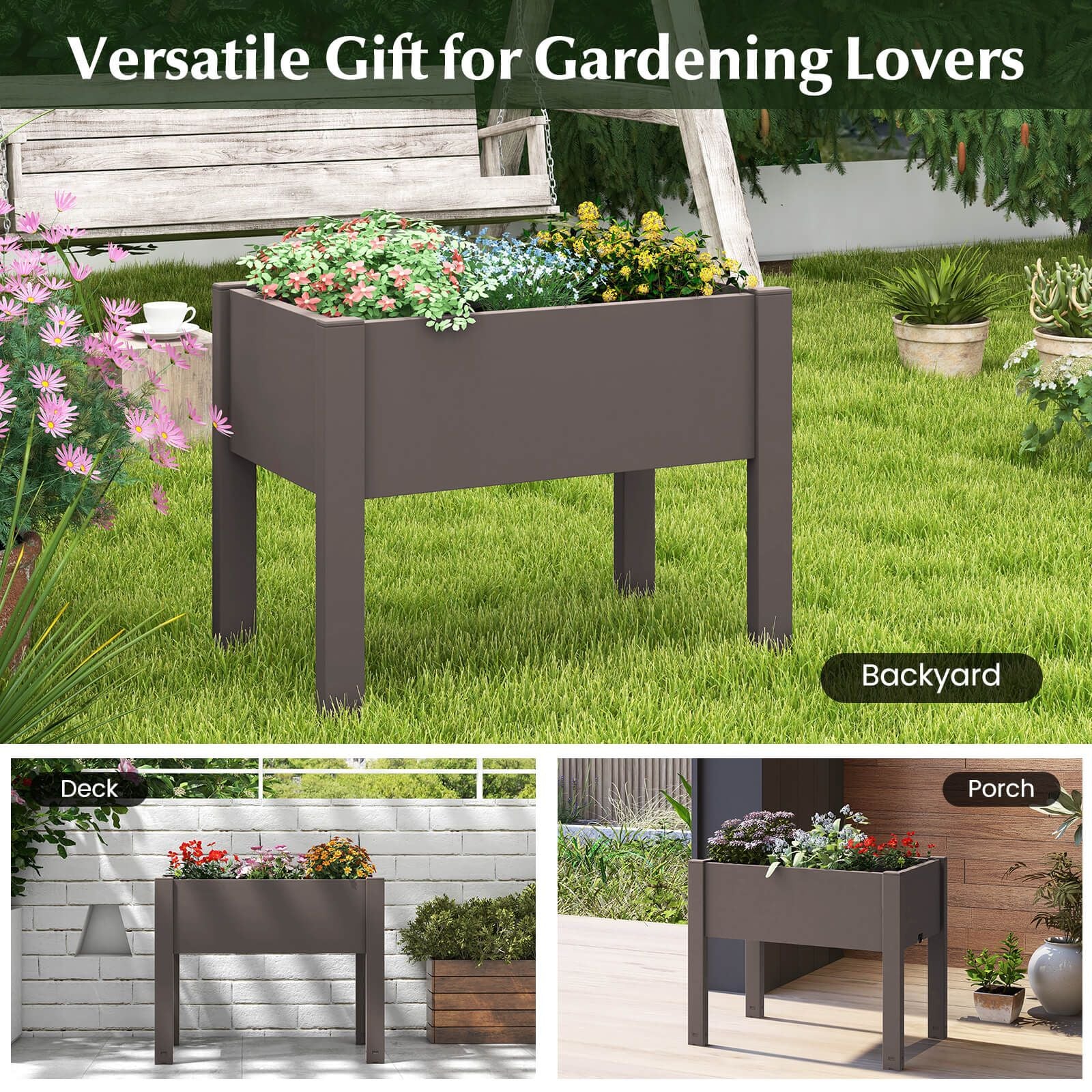 53L Elevated Garden Bed with Water Level Indicator and Drainage Feature