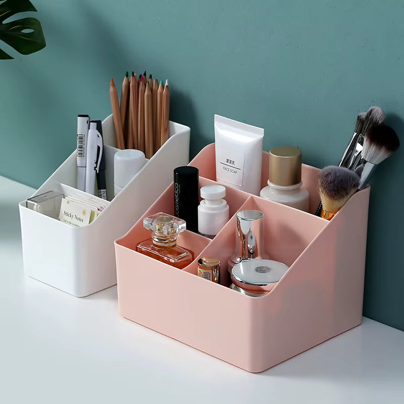 Stylish Desktop Makeup Organizer - Versatile Storage Box for Brushes, Skincare, and Office Essentials
