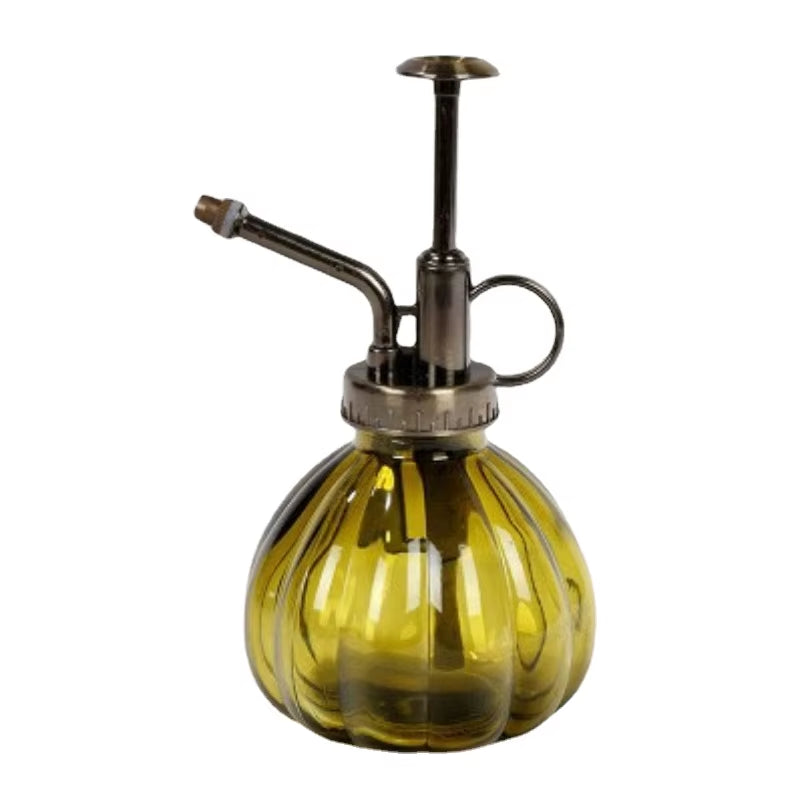 1 PC Glass Watering Can Pot Vintage Plant Mister Pressure Sprayer Retro Pumpkin Spray Bottle Imitation Bronze Sprinkler