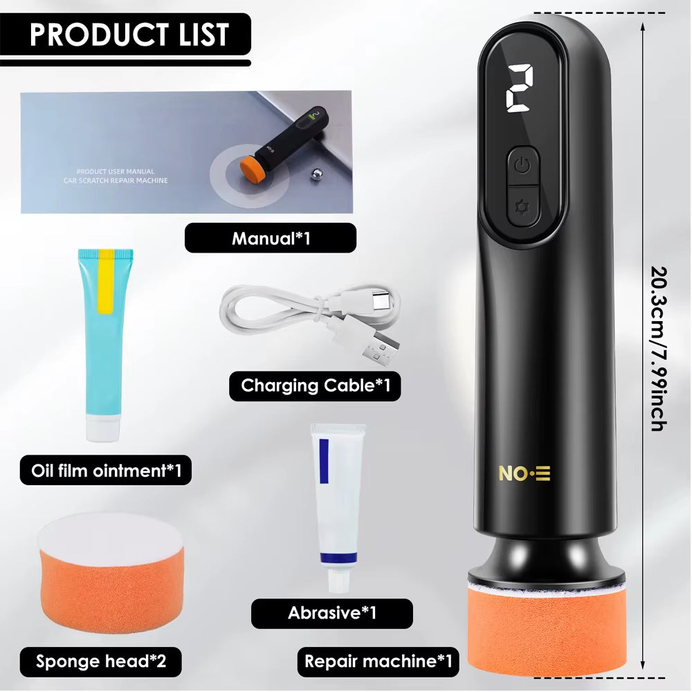 40W Portable Mini Cordless Car Polishing Machine - 3 Speed USB Rechargeable Scratch Repair Tool with 12000 RPM