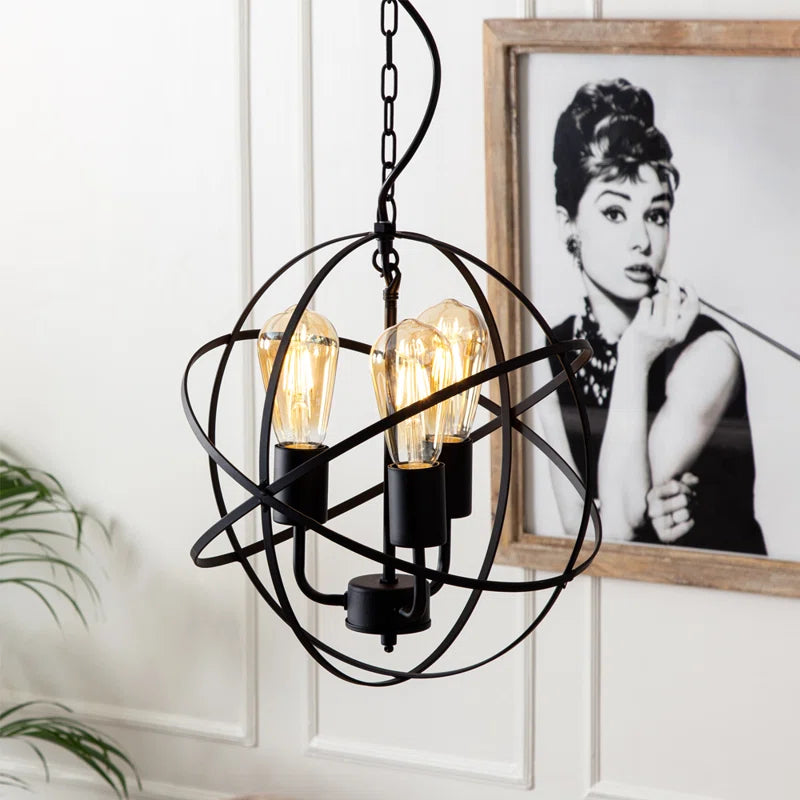 Glenview 3 - Light Matt Black Sphere Pendant