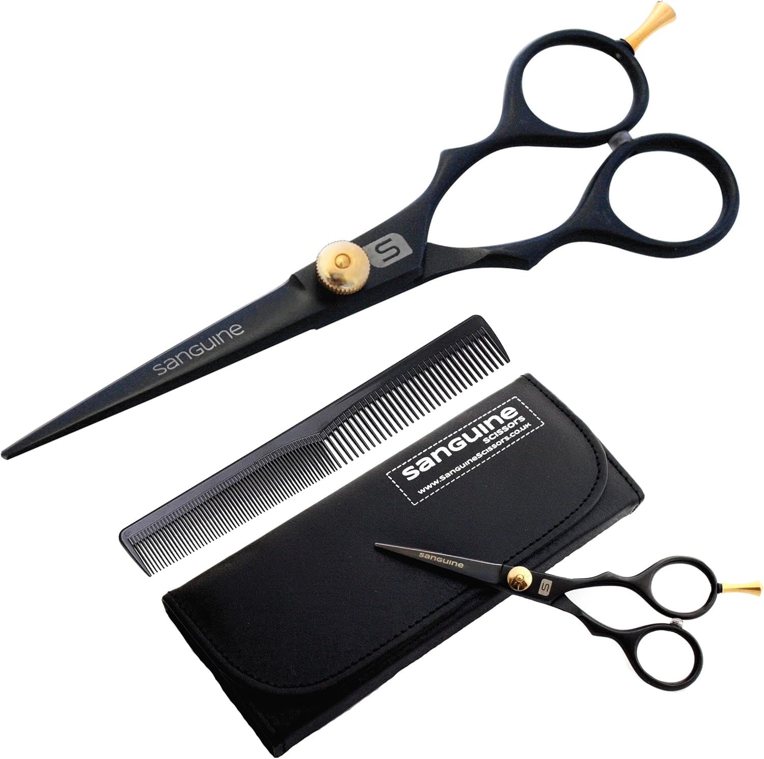 Premium 5.5" Japanese Convex Hair Cutting Scissors - Ultra-Sharp Blades for All Hair Types with Case & Comb Included