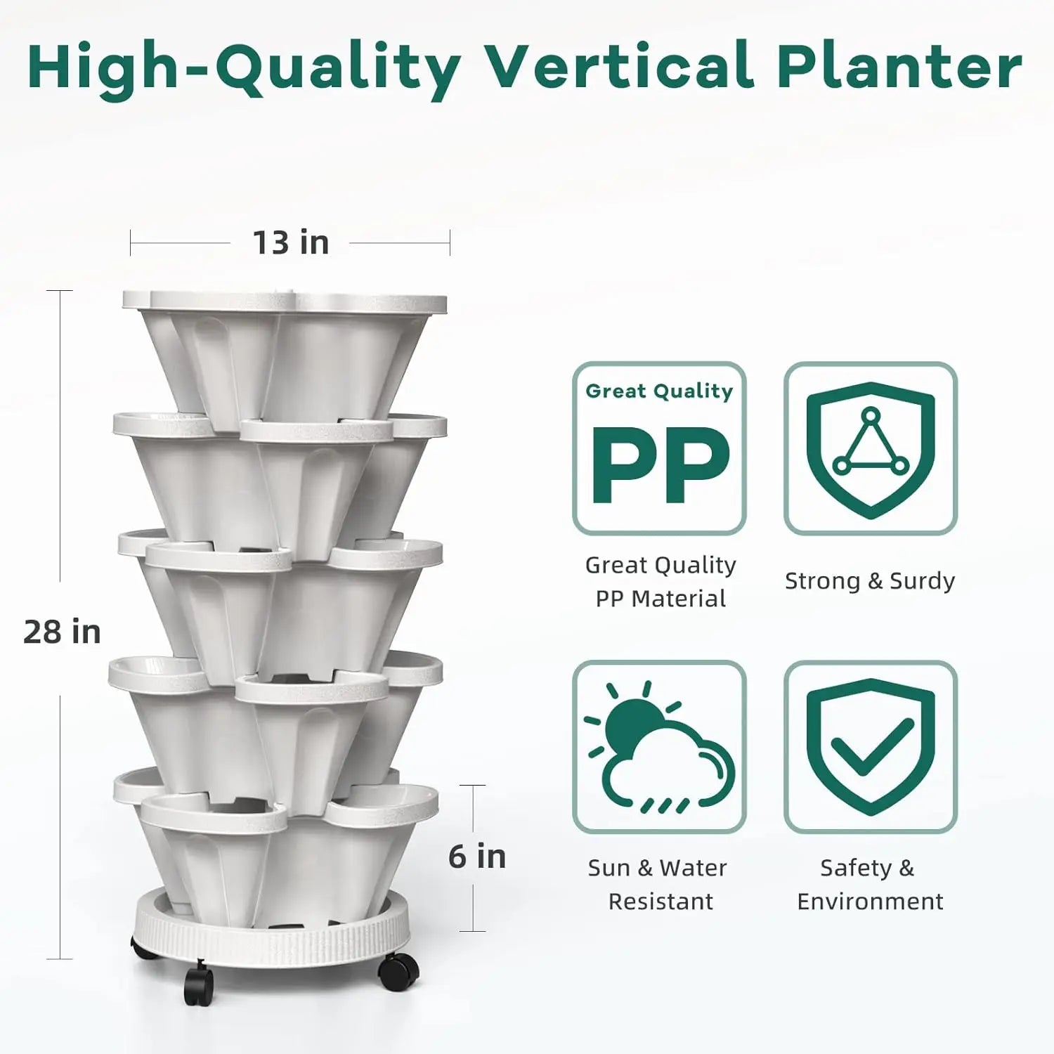 Vertical 5-Layer Stackable Flower Pot Set - Perfect for Strawberries and Seedlings!