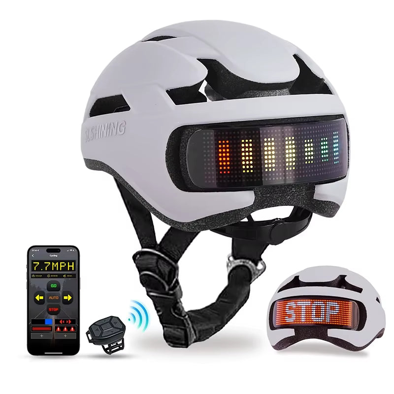 LED Bike Helmet with LED Display Screen Taillight Smart APP Control 