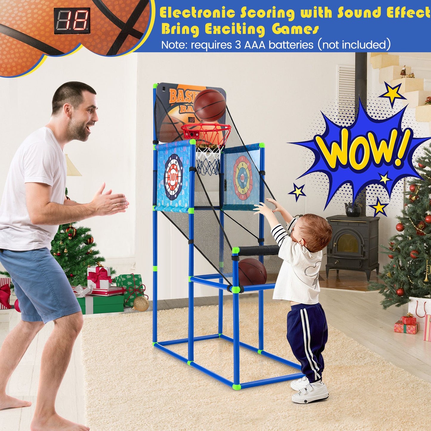Exciting Dual-Function Kids Basketball Arcade Game with Electronic Scoring!