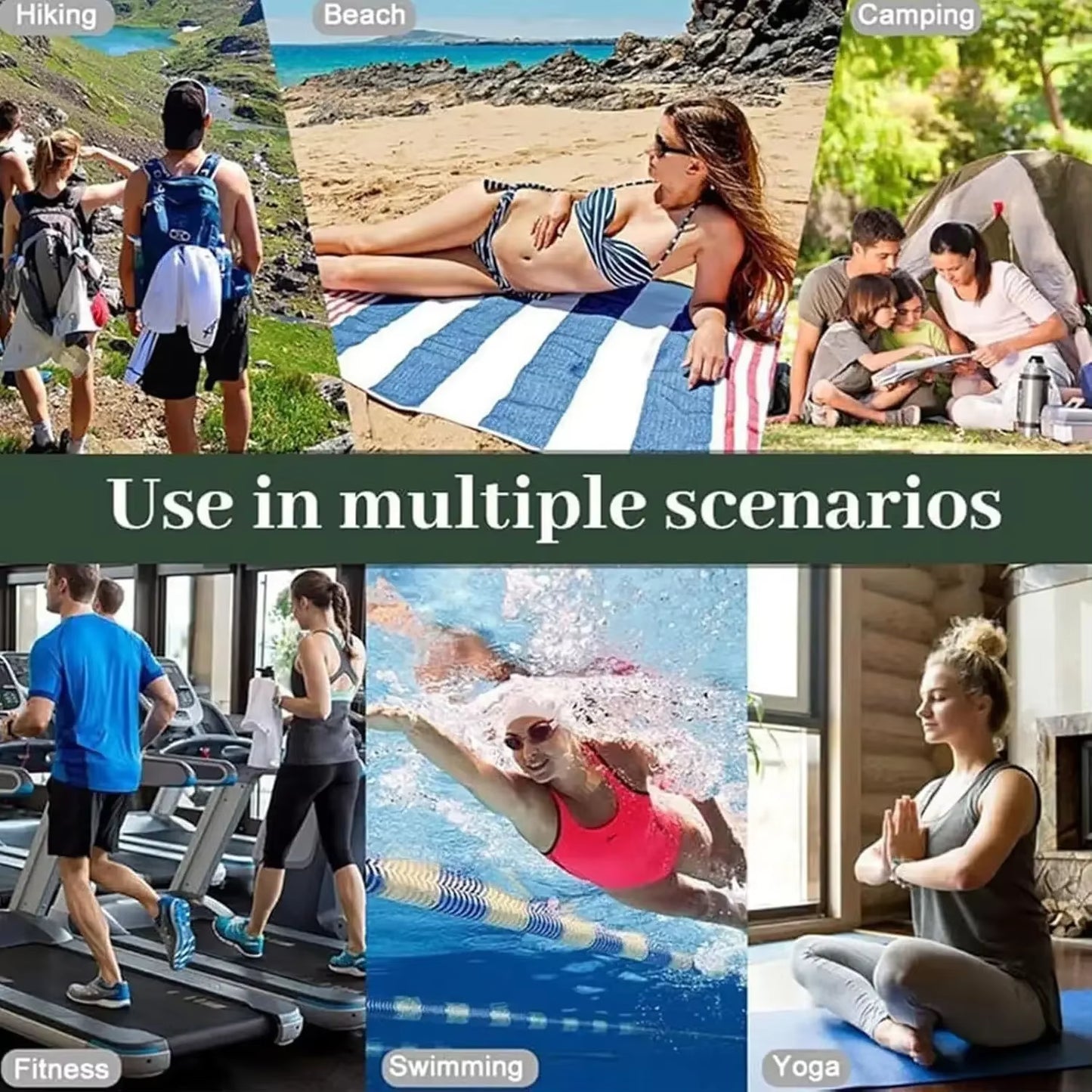 Magnetic Bath Towel Microfiber Quick Drying Beach Towel for Surfing, Swimming & Changing etc