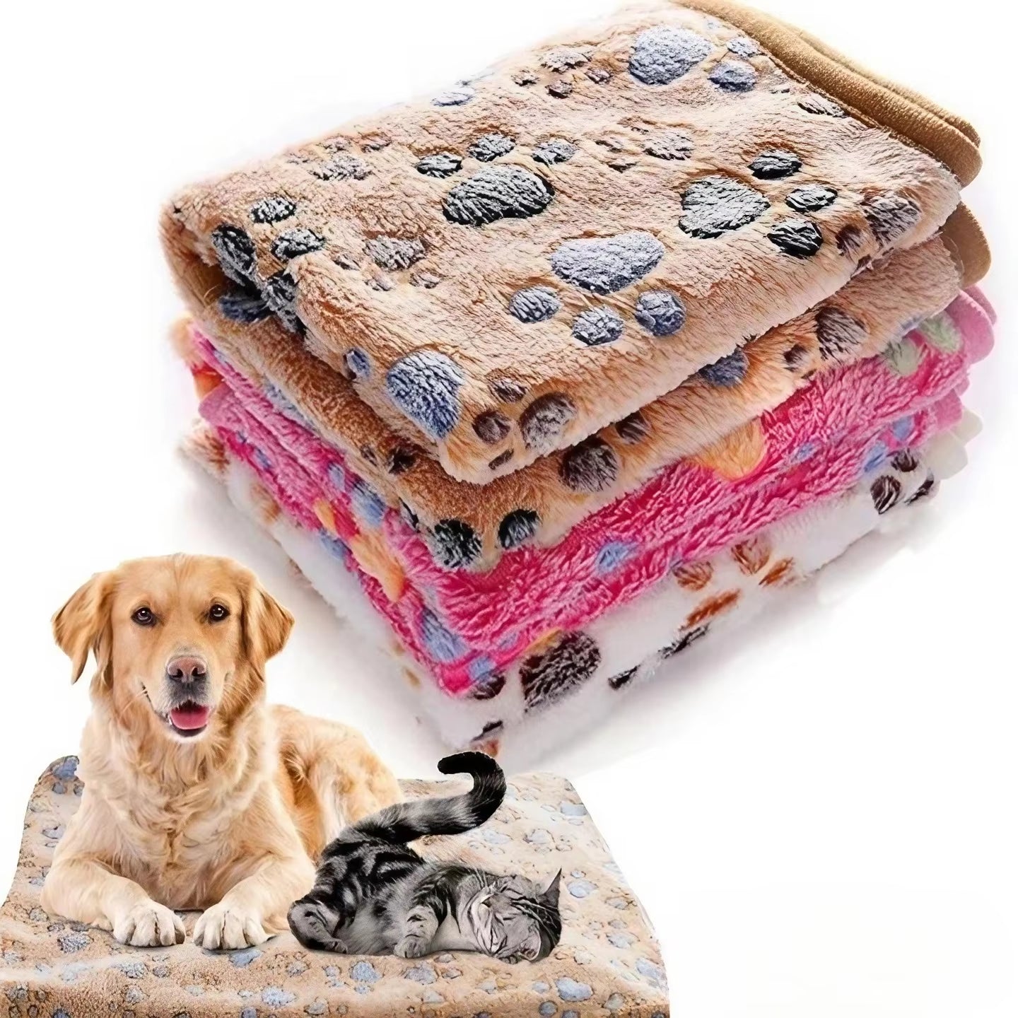 Cozy Cartoon Pet Blanket - Soft, Fluffy, and Warm Mat for Cats and Dogs