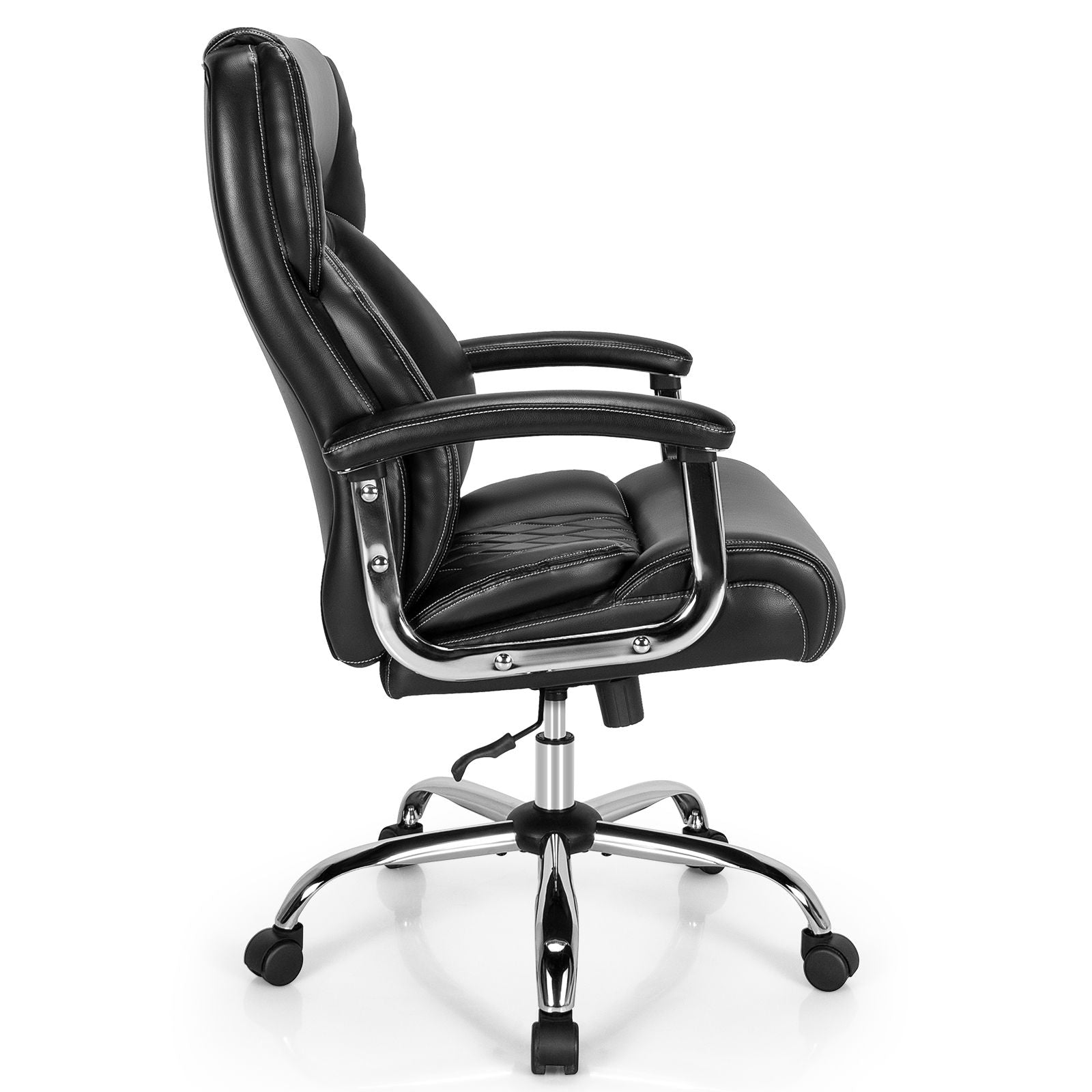 Executive Leather Office Chair with Rocking Functionality and Armrests
