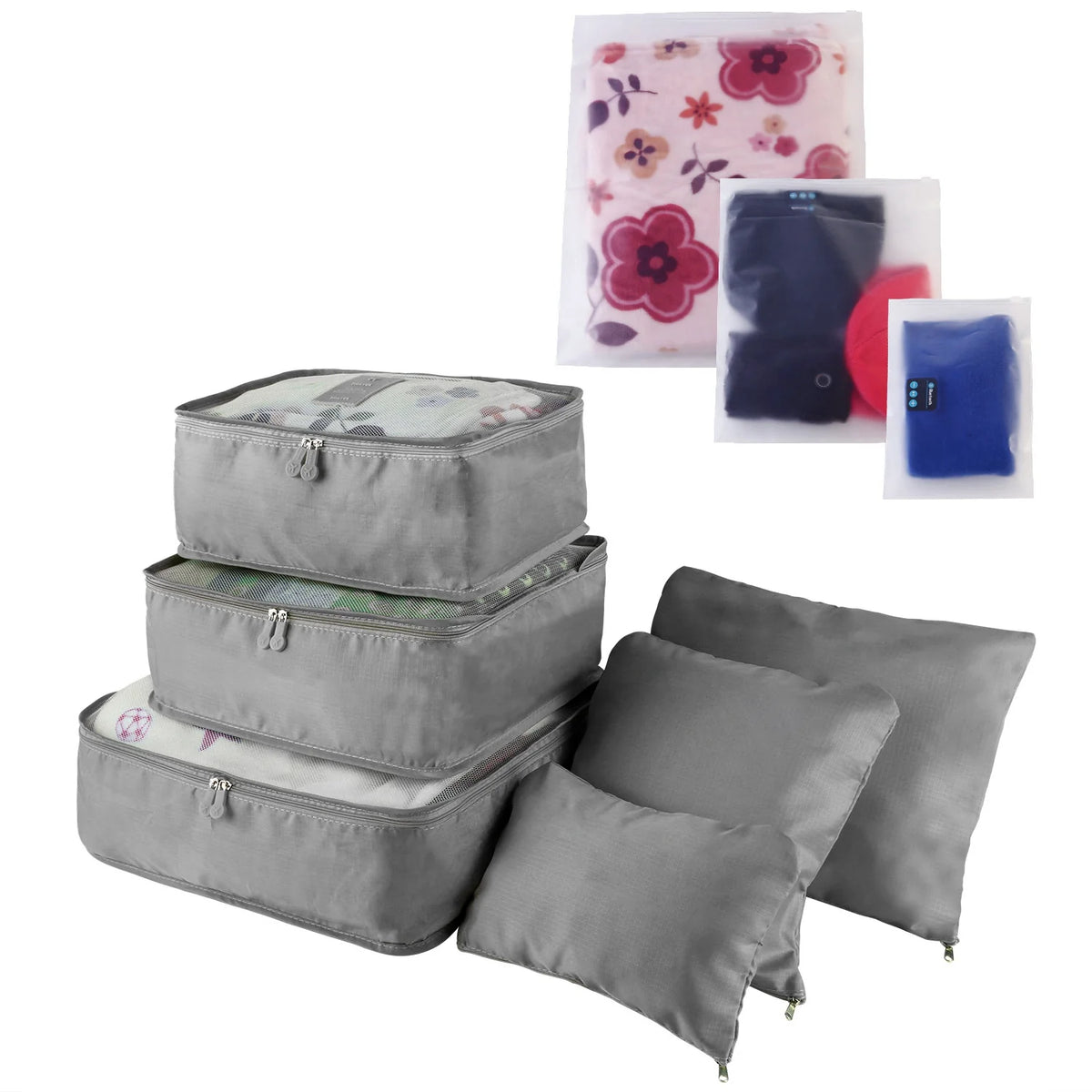 9-Piece Clothes Storage Bag Set - Water-Resistant Travel Luggage Organizers for Blouses, Hosiery, Stockings, and Underwear
