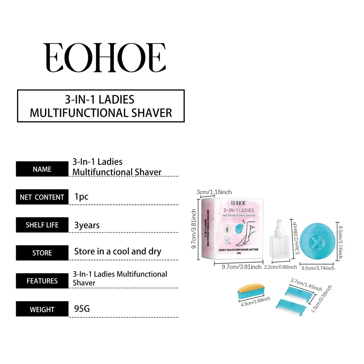 3-in-1 Women's Shaving Razor: Portable Multifunctional Shaver with Moisturizing Soap and Spray Bottle for Travel-Friendly Body Hair Removal on Legs and Arms
